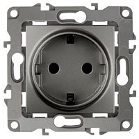 Розетка с заземлением без рамки Эра S12 1-м 16А графит картинка